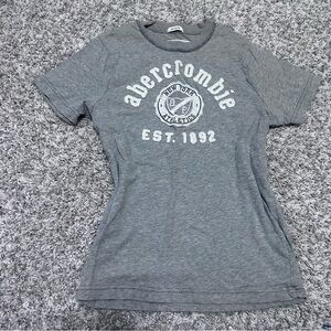 Y2K style Abercrombie & Fitch stitched logo graphic t shirt